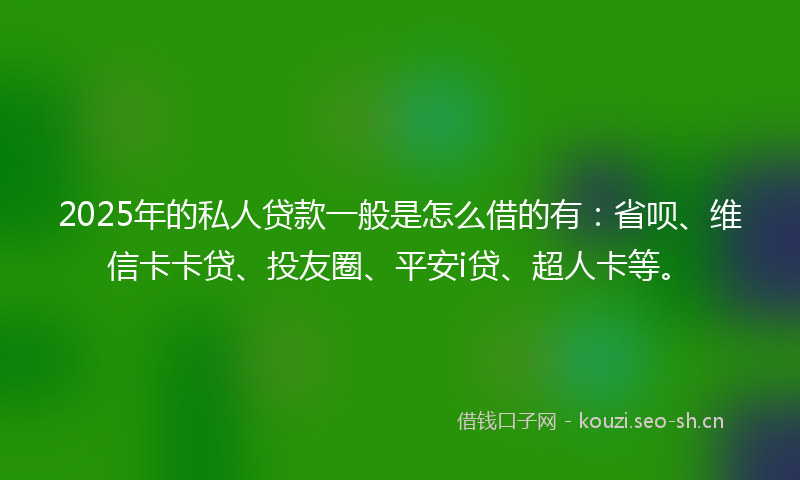 2025年的私人贷款一般是怎么借的有：省呗、维信卡卡贷、投友圈、平安i贷、超人卡等。