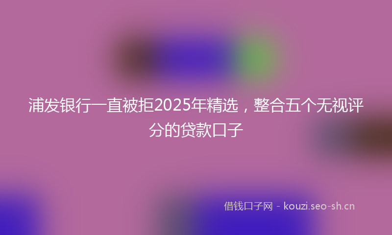 浦发银行一直被拒2025年精选，整合五个无视评分的贷款口子