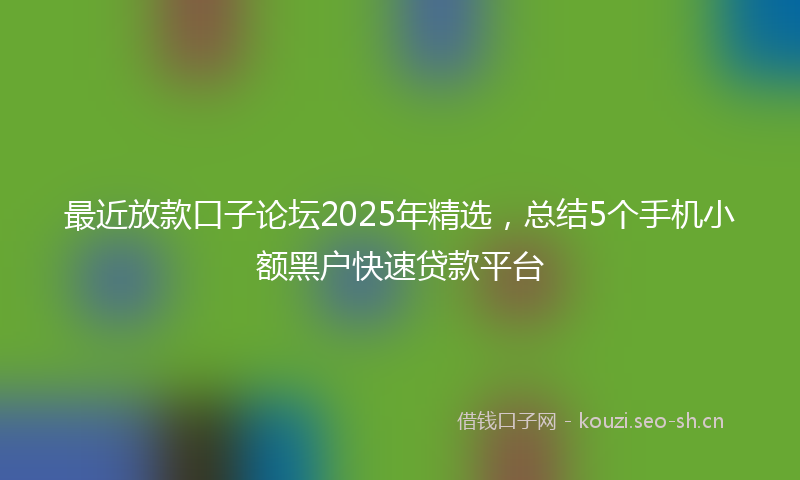 最近放款口子论坛2025年精选，总结5个手机小额黑户快速贷款平台