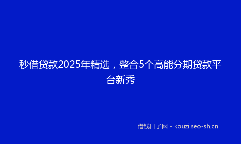 秒借贷款2025年精选，整合5个高能分期贷款平台新秀