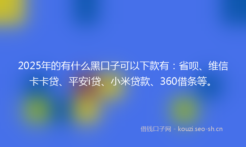 2025年的有什么黑口子可以下款有：省呗、维信卡卡贷、平安i贷、小米贷款、360借条等。