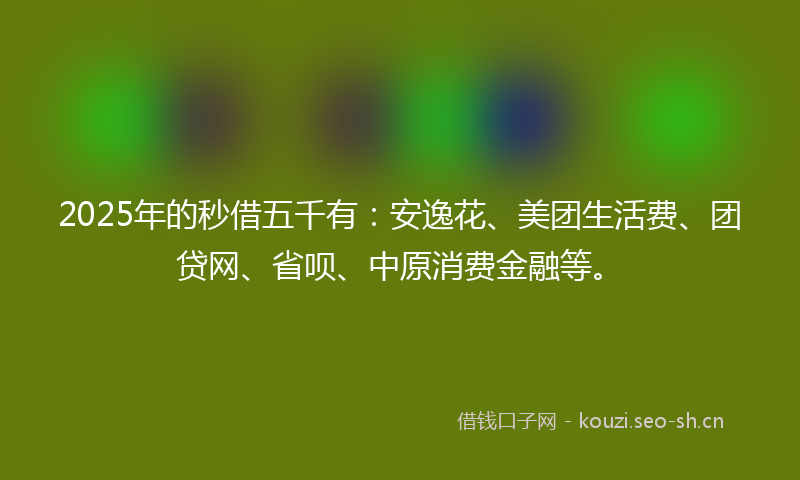 2025年的秒借五千有：安逸花、美团生活费、团贷网、省呗、中原消费金融等。