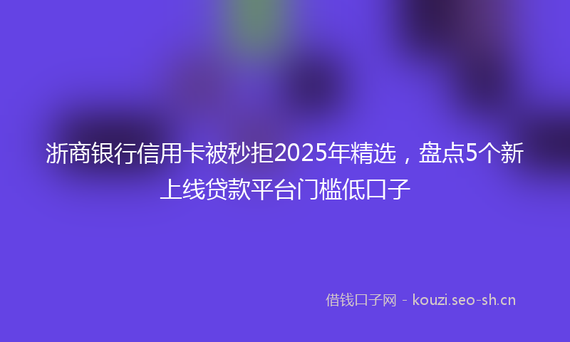 浙商银行信用卡被秒拒2025年精选，盘点5个新上线贷款平台门槛低口子