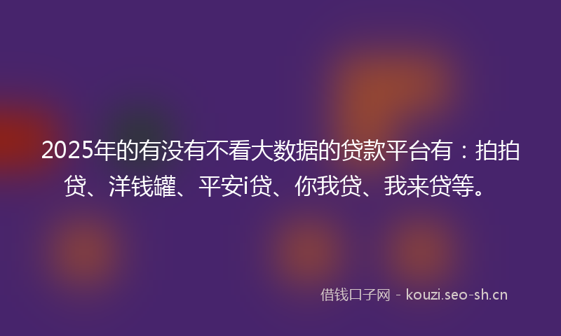 2025年的有没有不看大数据的贷款平台有：拍拍贷、洋钱罐、平安i贷、你我贷、我来贷等。