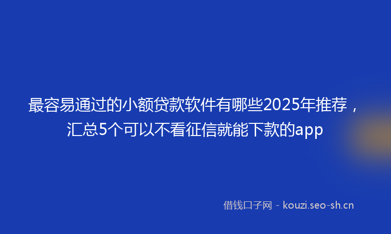 最容易通过的小额贷款软件有哪些2025年推荐，汇总5个可以不看征信就能下款的app