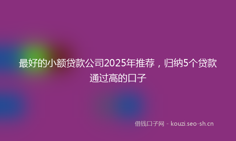 最好的小额贷款公司2025年推荐，归纳5个贷款通过高的口子