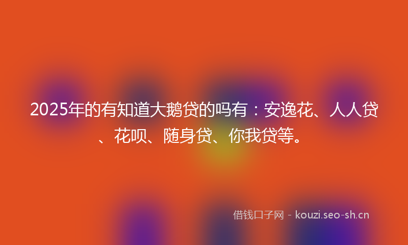 2025年的有知道大鹅贷的吗有：安逸花、人人贷、花呗、随身贷、你我贷等。