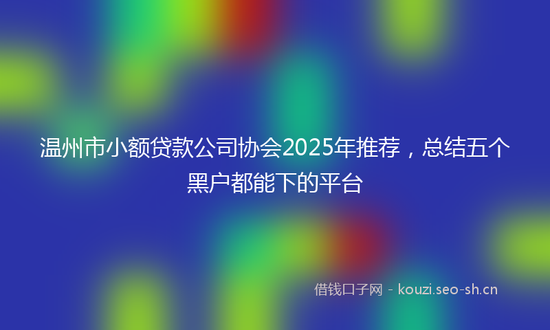 温州市小额贷款公司协会2025年推荐，总结五个黑户都能下的平台