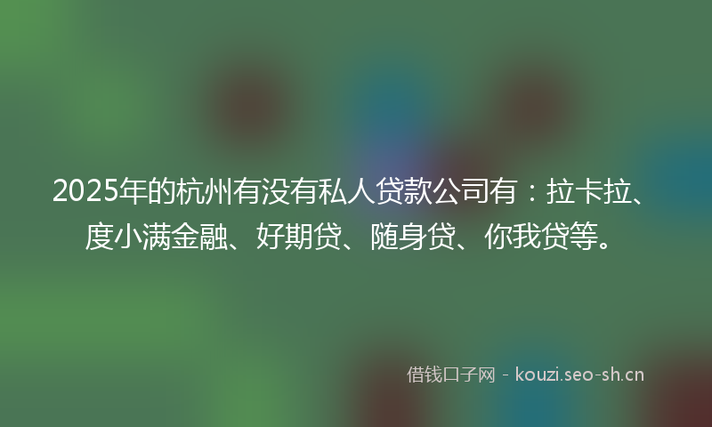 2025年的杭州有没有私人贷款公司有：拉卡拉、度小满金融、好期贷、随身贷、你我贷等。