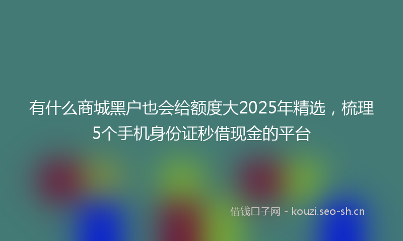 有什么商城黑户也会给额度大2025年精选，梳理5个手机身份证秒借现金的平台