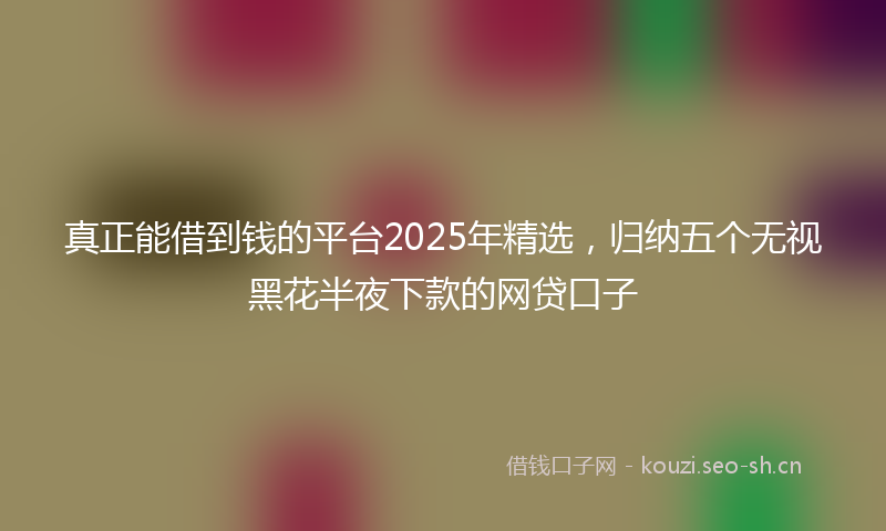 真正能借到钱的平台2025年精选，归纳五个无视黑花半夜下款的网贷口子