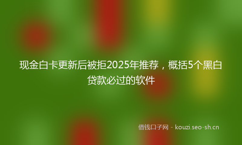 现金白卡更新后被拒2025年推荐，概括5个黑白贷款必过的软件