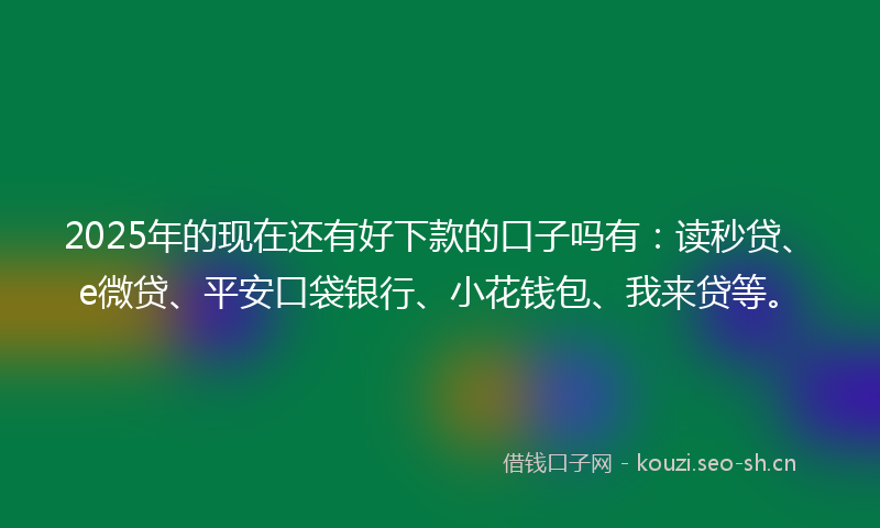 2025年的现在还有好下款的口子吗有：读秒贷、e微贷、平安口袋银行、小花钱包、我来贷等。
