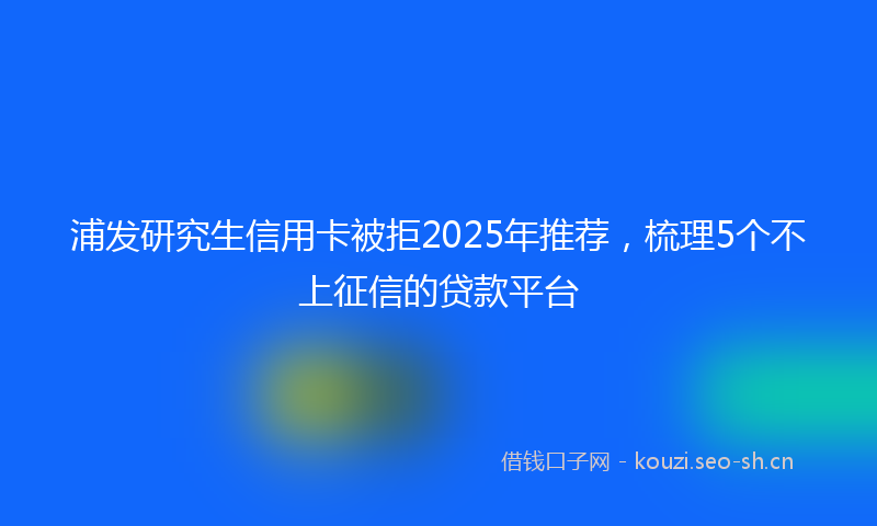 浦发研究生信用卡被拒2025年推荐，梳理5个不上征信的贷款平台