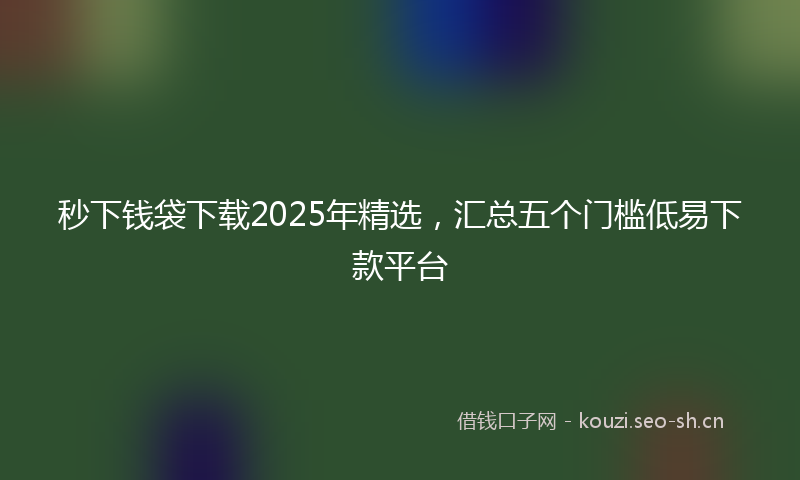 秒下钱袋下载2025年精选，汇总五个门槛低易下款平台