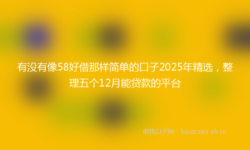 有没有像58好借那样简单的口子2025年精选，整理五个12月能贷款的平台