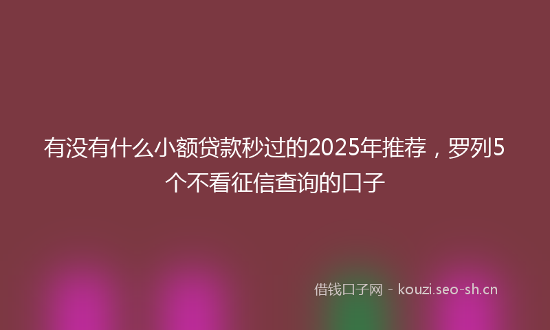 有没有什么小额贷款秒过的2025年推荐，罗列5个不看征信查询的口子