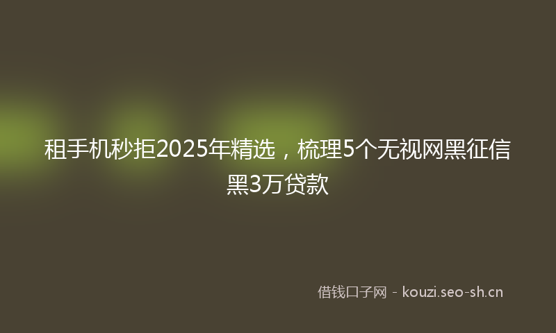 租手机秒拒2025年精选，梳理5个无视网黑征信黑3万贷款