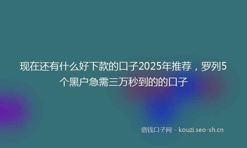 现在还有什么好下款的口子2025年推荐，罗列5个黑户急需三万秒到的的口子