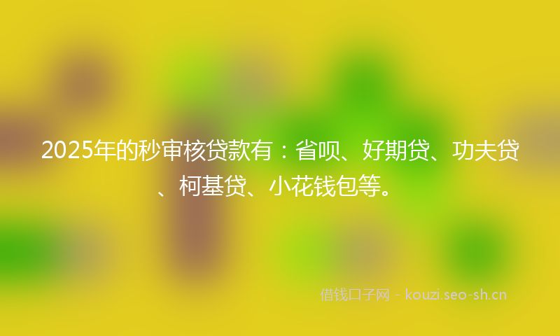 2025年的秒审核贷款有：省呗、好期贷、功夫贷、柯基贷、小花钱包等。