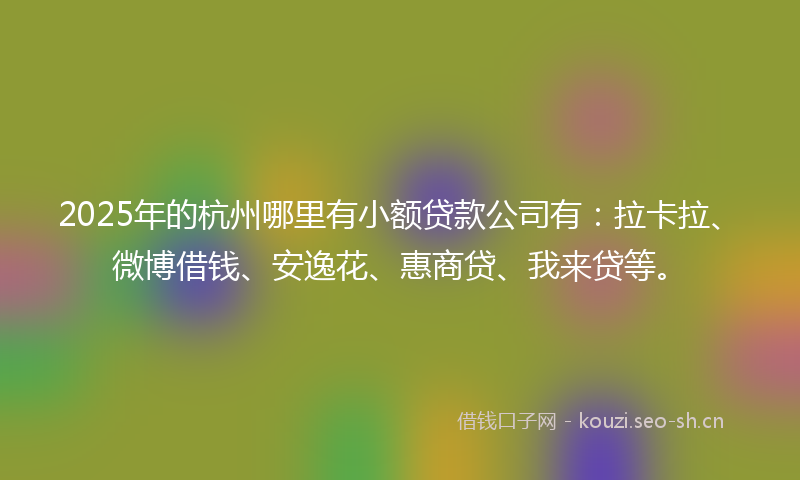 2025年的杭州哪里有小额贷款公司有：拉卡拉、微博借钱、安逸花、惠商贷、我来贷等。