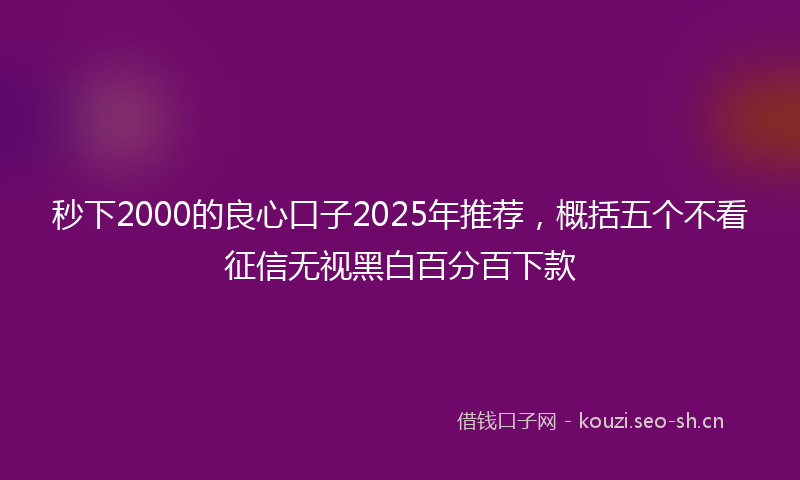 秒下2000的良心口子2025年推荐，概括五个不看征信无视黑白百分百下款
