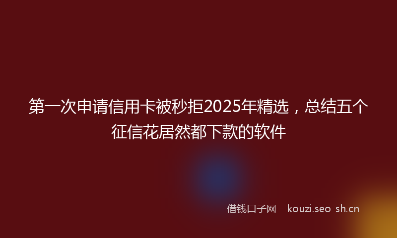 第一次申请信用卡被秒拒2025年精选，总结五个征信花居然都下款的软件