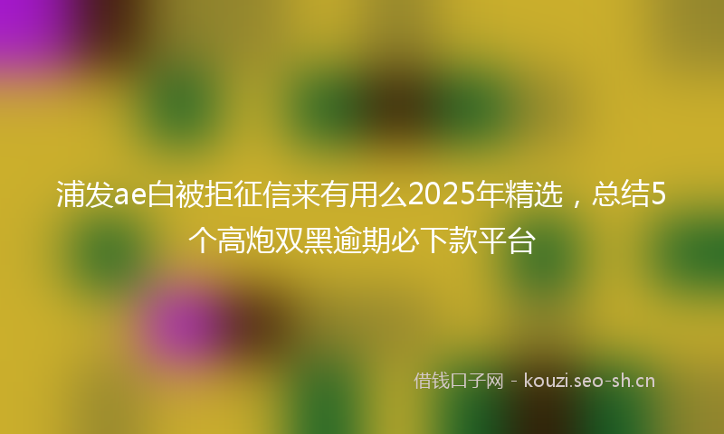浦发ae白被拒征信来有用么2025年精选，总结5个高炮双黑逾期必下款平台