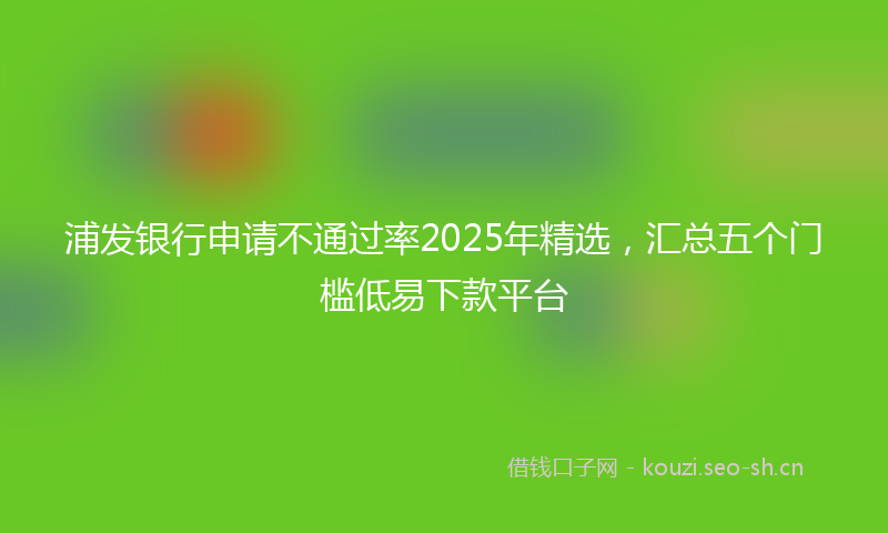 浦发银行申请不通过率2025年精选，汇总五个门槛低易下款平台