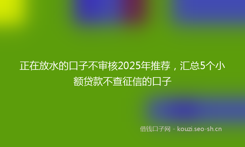 正在放水的口子不审核2025年推荐，汇总5个小额贷款不查征信的口子
