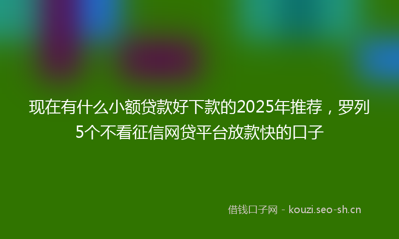 现在有什么小额贷款好下款的2025年推荐，罗列5个不看征信网贷平台放款快的口子