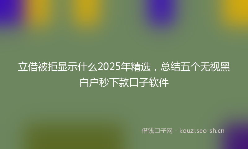 立借被拒显示什么2025年精选，总结五个无视黑白户秒下款口子软件