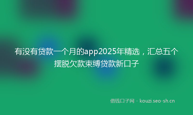 有没有贷款一个月的app2025年精选,汇总五个摆脱欠款束缚贷款新口子