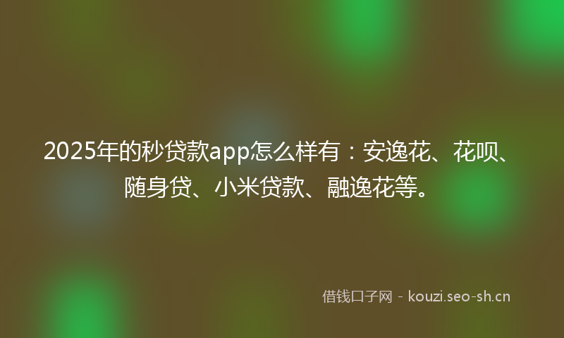 2025年的秒贷款app怎么样有：安逸花、花呗、随身贷、小米贷款、融逸花等。