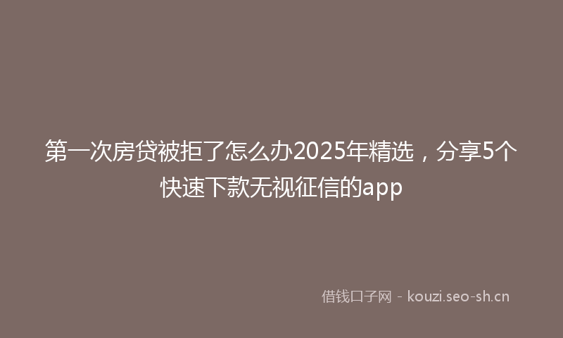 第一次房贷被拒了怎么办2025年精选，分享5个快速下款无视征信的app