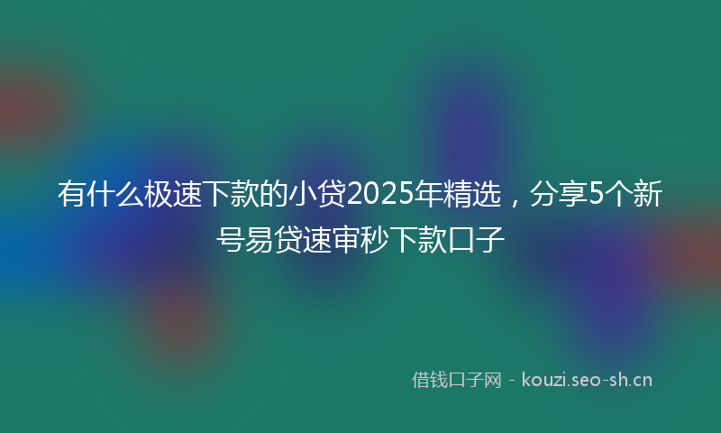 有什么极速下款的小贷2025年精选，分享5个新号易贷速审秒下款口子