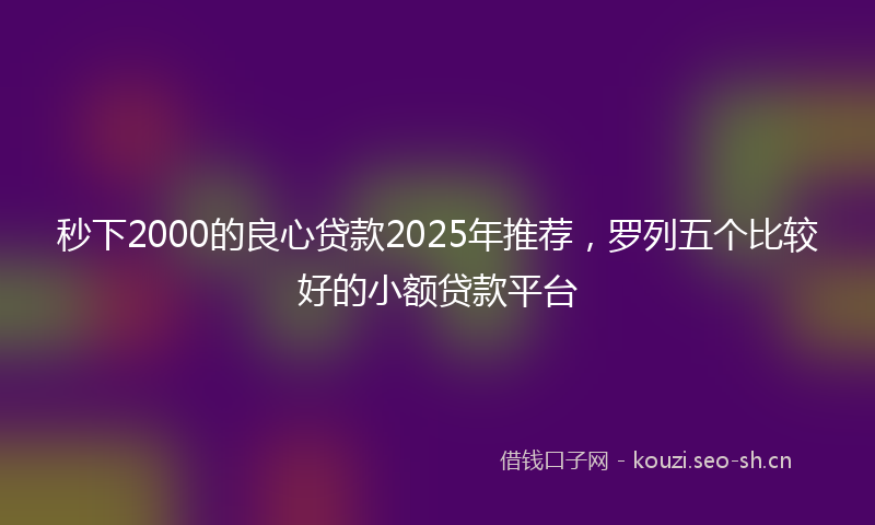 秒下2000的良心贷款2025年推荐，罗列五个比较好的小额贷款平台
