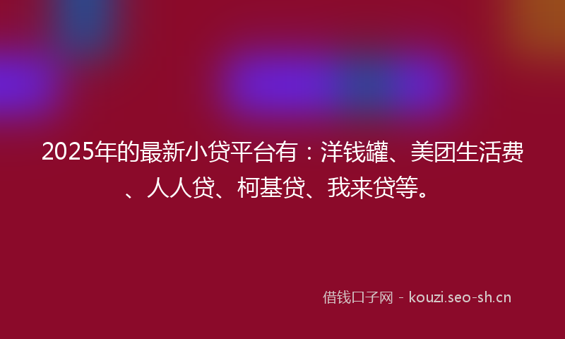 2025年的最新小贷平台有：洋钱罐、美团生活费、人人贷、柯基贷、我来贷等。