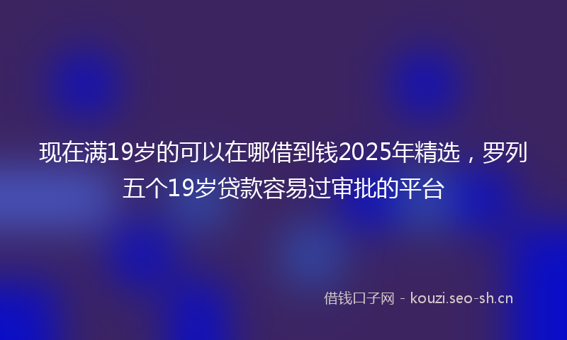 现在满19岁的可以在哪借到钱2025年精选，罗列五个19岁贷款容易过审批的平台