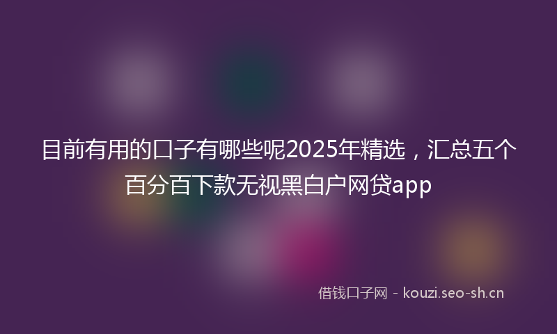 目前有用的口子有哪些呢2025年精选，汇总五个百分百下款无视黑白户网贷app