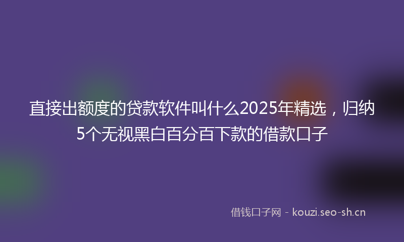 直接出额度的贷款软件叫什么2025年精选，归纳5个无视黑白百分百下款的借款口子