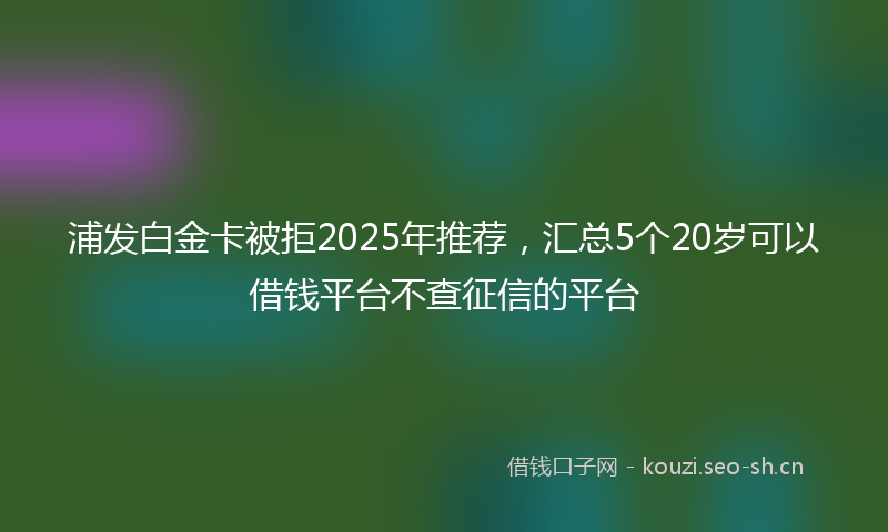 浦发白金卡被拒2025年推荐，汇总5个20岁可以借钱平台不查征信的平台