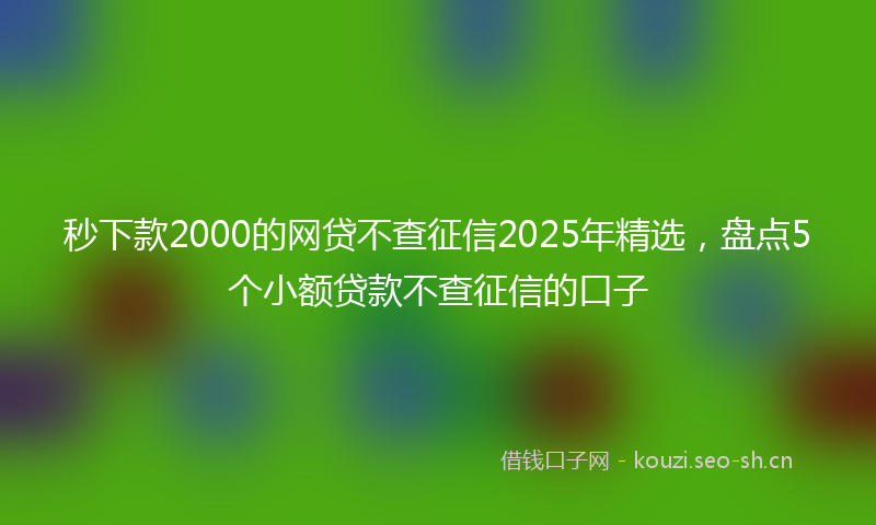 秒下款2000的网贷不查征信2025年精选,盘点5个小额贷款不查征信的口子