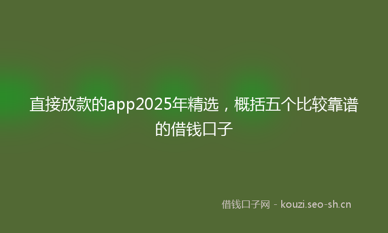直接放款的app2025年精选,概括五个比较靠谱的借钱口子