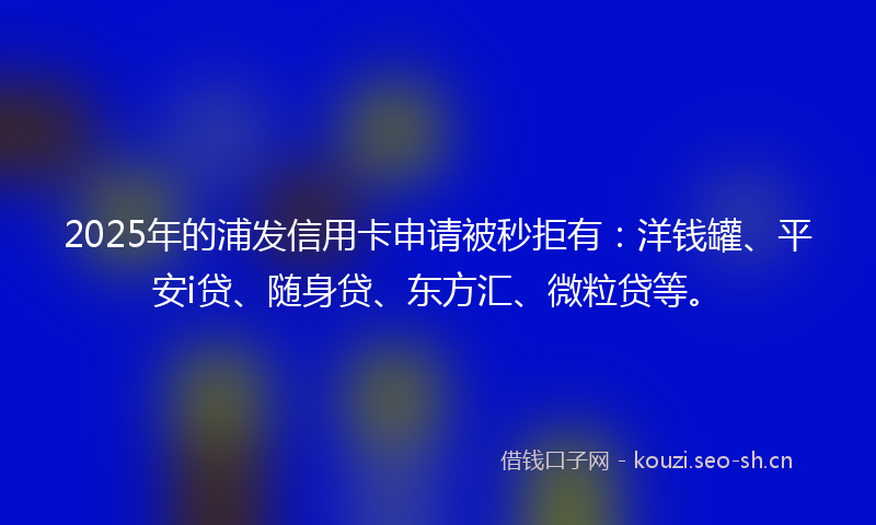 2025年的浦发信用卡申请被秒拒有：洋钱罐、平安i贷、随身贷、东方汇、微粒贷等。