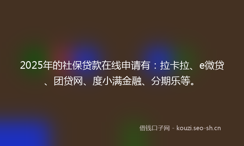 2025年的社保贷款在线申请有：拉卡拉、e微贷、团贷网、度小满金融、分期乐等。