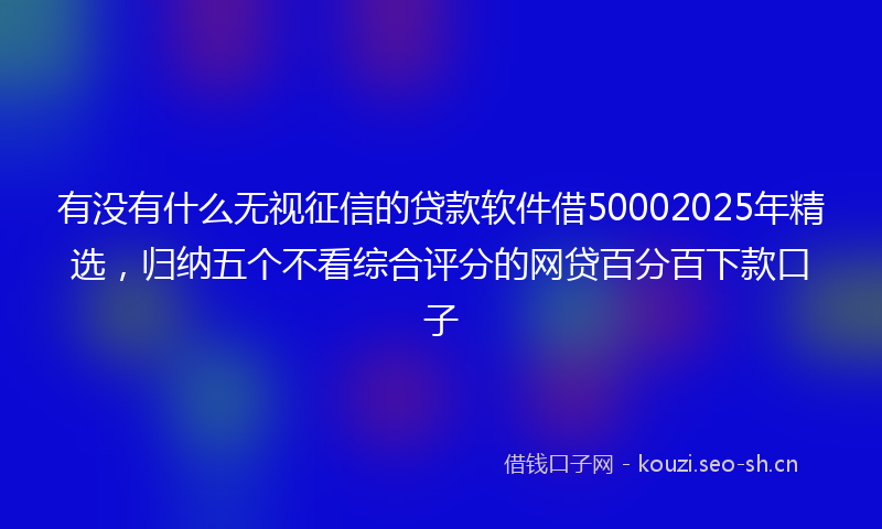 有没有什么无视征信的贷款软件借50002025年精选，归纳五个不看综合评分的网贷百分百下款口子
