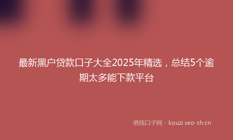 最新黑户贷款口子大全2025年精选，总结5个逾期太多能下款平台