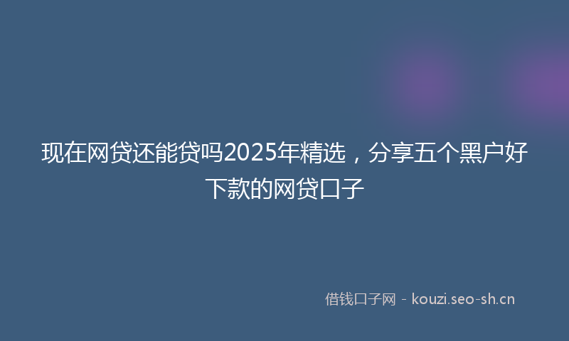 现在网贷还能贷吗2025年精选，分享五个黑户好下款的网贷口子