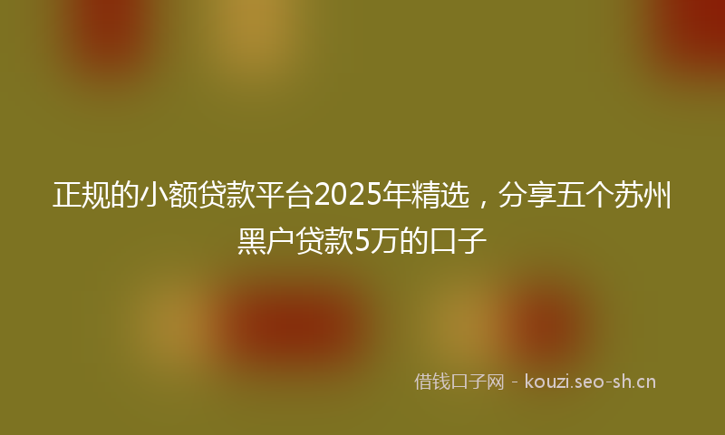 正规的小额贷款平台2025年精选，分享五个苏州黑户贷款5万的口子